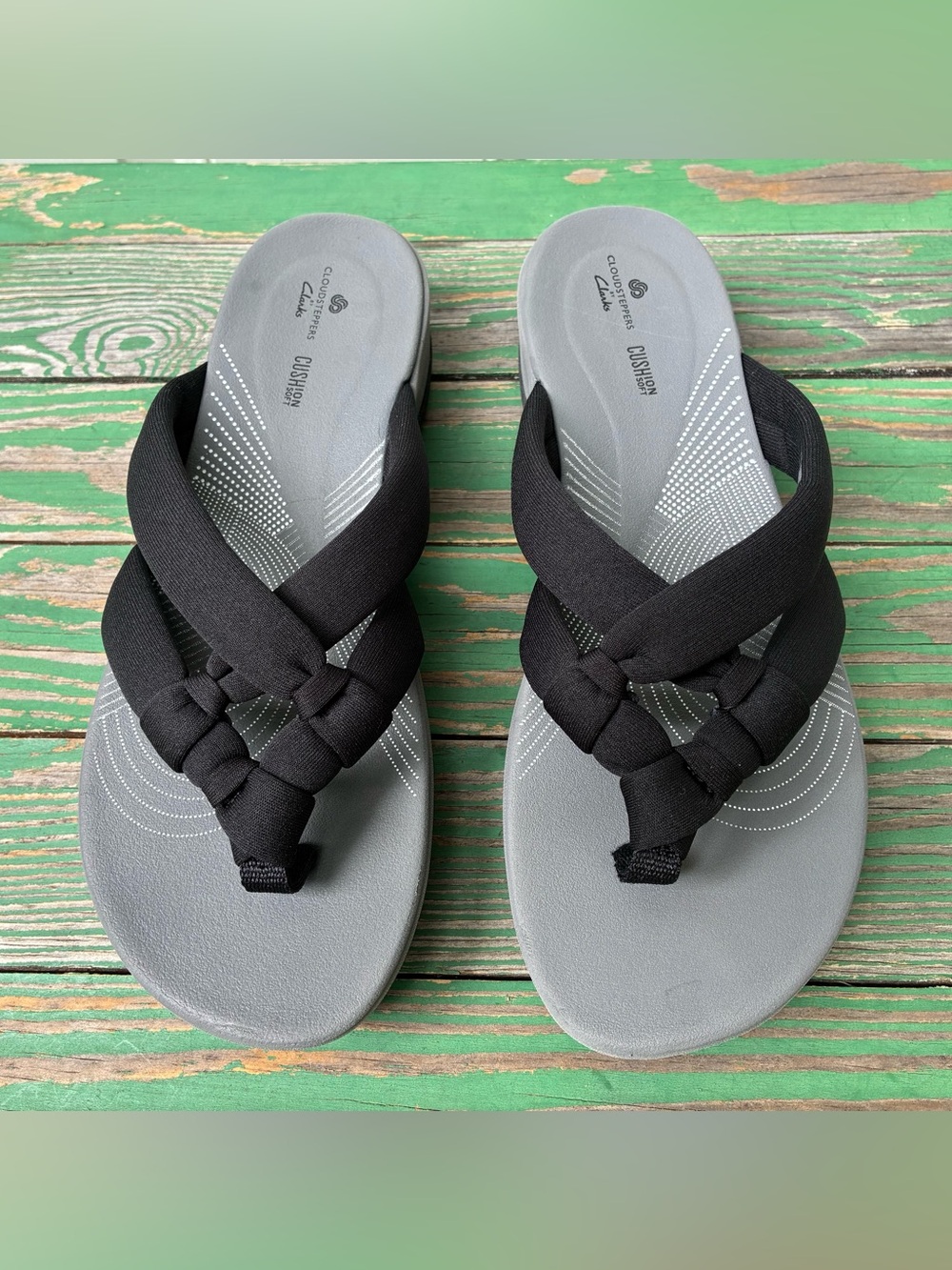 Clarks CloudSteppers Arla Kaylie Black Sandals Sz 10 Slippers Flip Flop